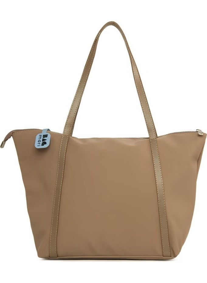 Bagmori Mink Colored Satin Tote Bag with Tassel Detail - Image 3